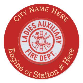 Fire Dept Ladies  Auxiliary  Custom Round Sticker