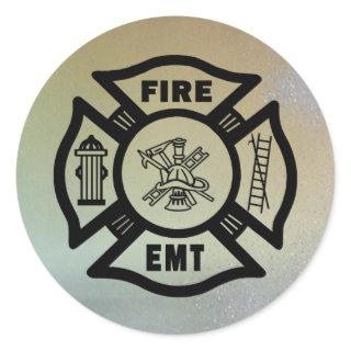 FIRE EMT CLASSIC ROUND STICKER