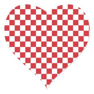 Fire Engine Red and White Checkered Vintage Heart Sticker