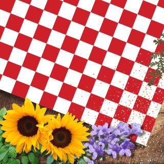 Fire Engine Red and White Checkered Vintage  Sheets