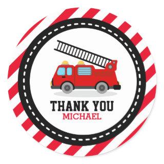 Fire Engine Truck Party Thank You Favor Labels