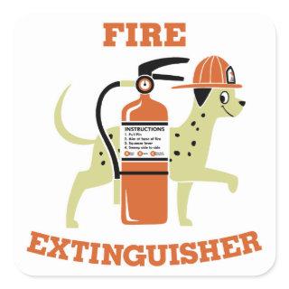 Fire Extinguisher Square Sticker