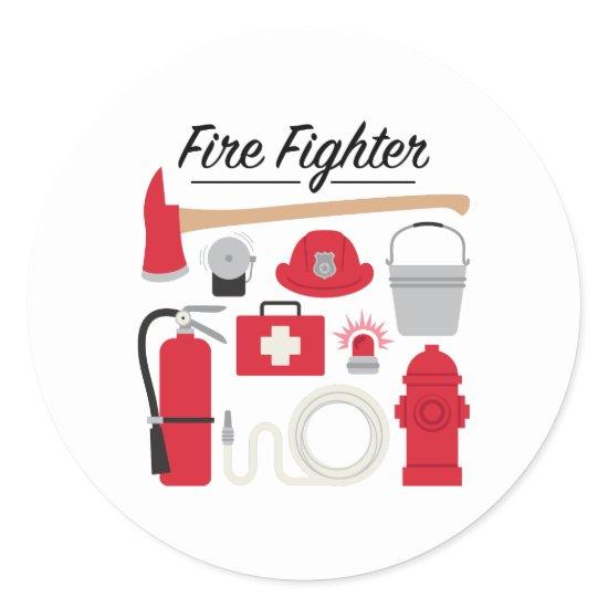 Fire Fighter Classic Round Sticker