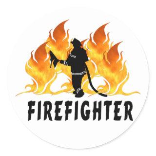 Fire Fighter Flames Classic Round Sticker