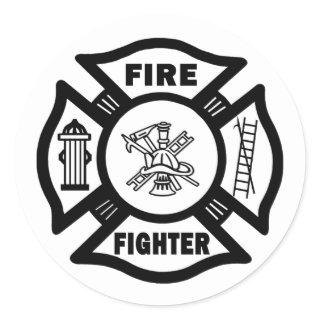Fire Fighter Maltese Classic Round Sticker