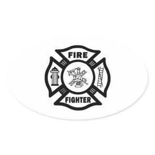 Fire Fighter Maltese Oval Sticker