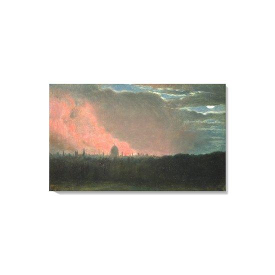 Fire in London seen from Hampstead (oil on paper l Canvas Print