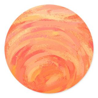 Fire Lake Orange Swirl Classic Round Sticker