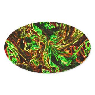 Fire of moon oval sticker