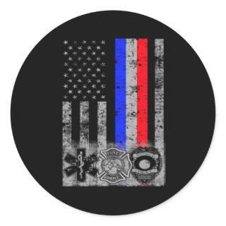 Fire Police Emt First Responder Flag Classic Round Sticker