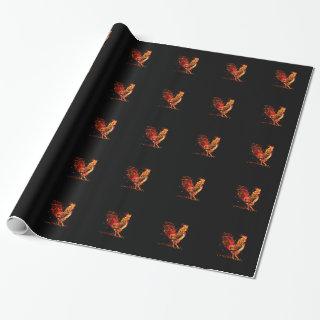 Fire rooster. Flaming animal sparkle cool design