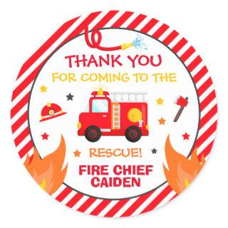 Fire truck Birthday Party Favor Decorations Classic Round Sticker