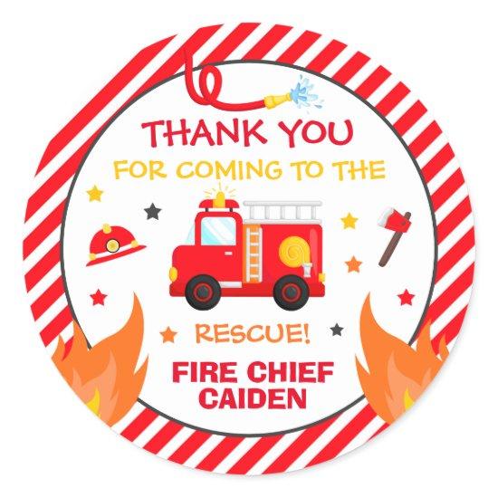 Fire truck Birthday Party Favor Decorations Classic Round Sticker