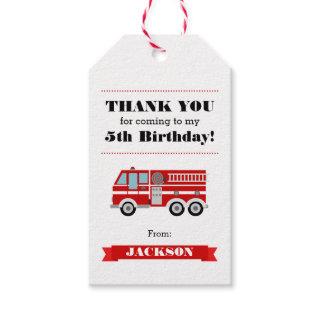 Fire Truck Birthday Party Thank You Favor Gift Tags