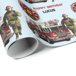 Fire Truck Child's Name & Age Fireman Running Fun