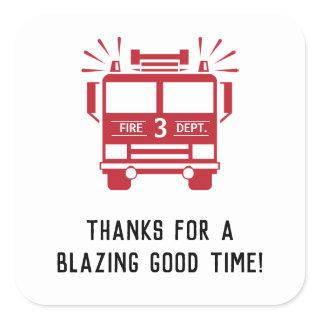 Fire Truck | Fire Engine Kids Birthday Thanks Square Sticker