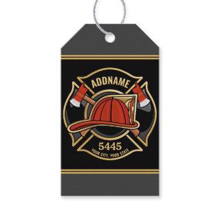 Firefighter ADD NAME Fire Station Department Badge Gift Tags