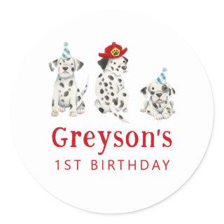 Firefighter Birthday Party Favor  Classic Round Sticker