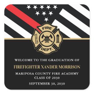 Firefighter Fire Academy Graduation Party Welcome Square Sticker