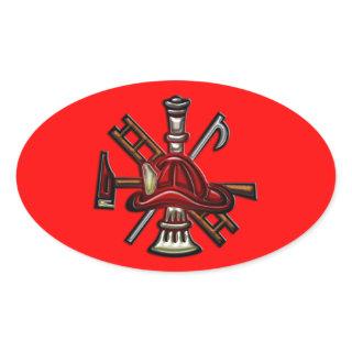 Firefighter Fire and Rescue Department Emblem Oval Sticker