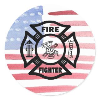 Firefighter Fire Dept Logo Classic Round Sticker