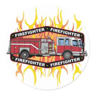 Firefighter Fire Truck Classic Round Sticker