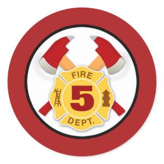 FIREFIGHTER fireman fire axe maltese cross AGE #3 Classic Round Sticker