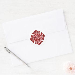 Firefighter Maltese Cross Round Sticker