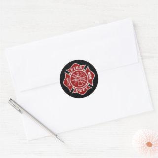 Firefighter Maltese Cross Round Sticker