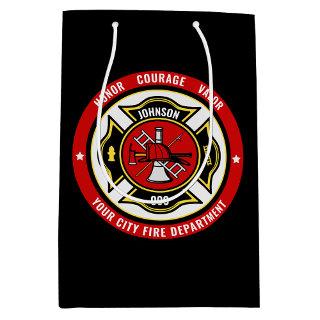 Firefighter Rescue ADD NAME Fire Department Badge Medium Gift Bag