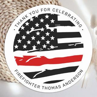 Firefighter Thin Red Line Thank You Party  Classic Round Sticker