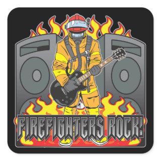 Firefighters Rock Guitar Square Sticker