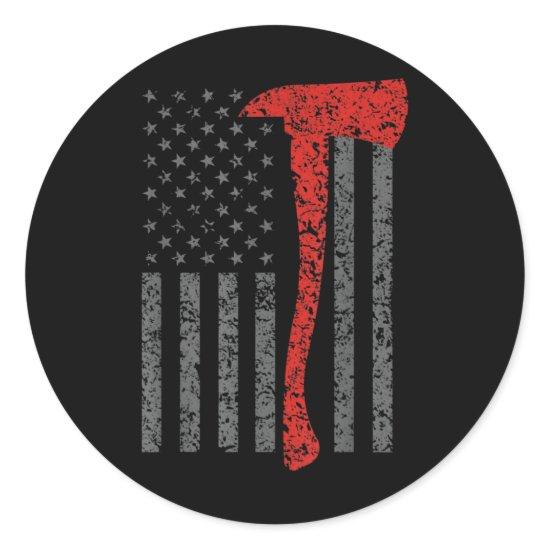Firefighting, Firefighter Axe & Helmet, Fire Classic Round Sticker