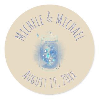 Fireflies in Jar Personalized Names Date Classic Round Sticker