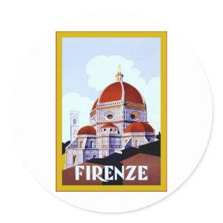 Firenze ~ Vintage Italian Travel Classic Round Sticker