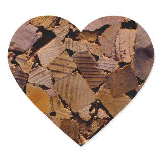 Firewood rustic cabin wood grain tree bark pattern heart sticker