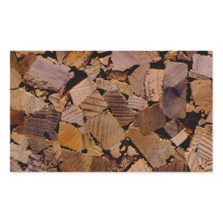 Firewood rustic cabin wood grain tree bark pattern rectangular sticker