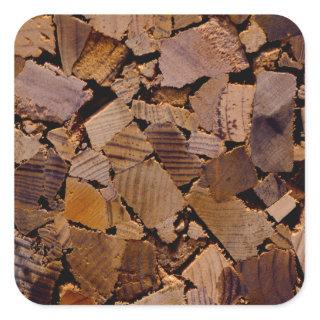 Firewood rustic cabin wood grain tree bark pattern square sticker