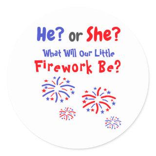 Firework American Gender Reveal Classic Round Sticker
