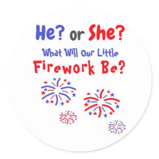 Firework American Gender Reveal Classic Round Sticker