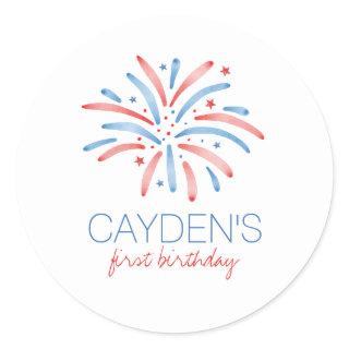 Firework Fourth of July Birthday Classic Round Sticker