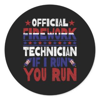 Firework Technician 4th Of July Funny Usa Pyro-tec Classic Round Sticker