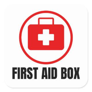 First Aid box Sign  Square Sticker
