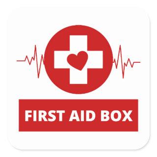First aid box square sticker