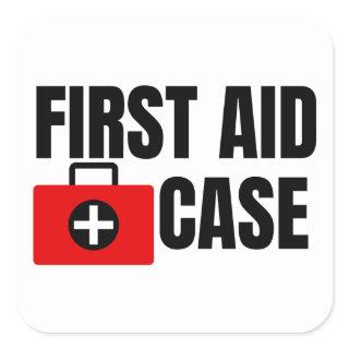 First Aid Kit case Sign  Square Sticker