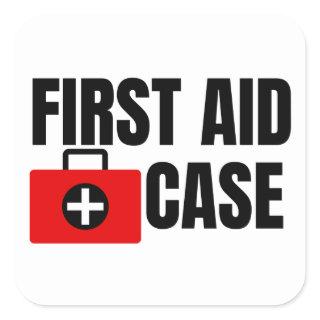 First Aid Kit case Sign  Square Sticker