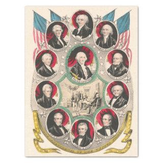 First American Presidents Restored 1844 Lithograph Tissue Paper