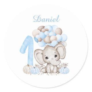 First Birthday Cute Elephant Fall Boy Sticker
