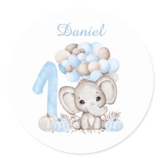 First Birthday Cute Elephant Fall Boy Sticker