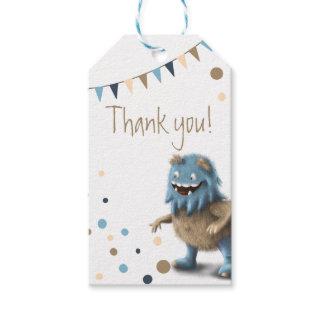 First Birthday Furry Monster Thank You Gift Tags